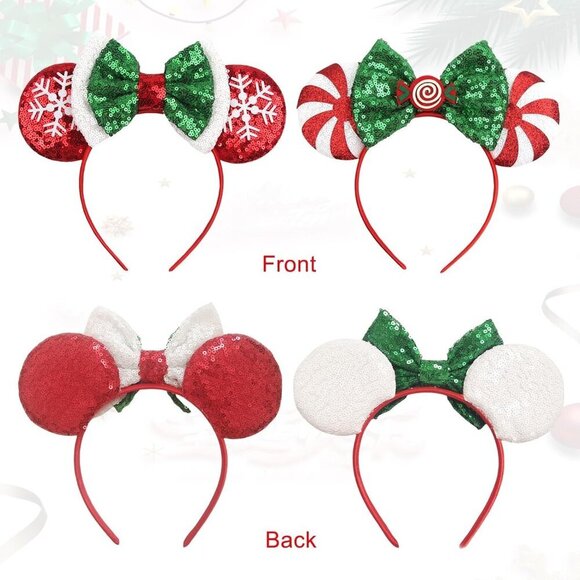 Christmas Mouse Ear Headband Women Glitter Hair Hoop Party Accessory main image 4